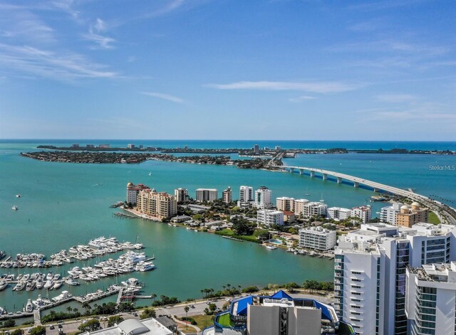 3914 Glen Oaks Manor Dr, Sarasota, FL 34232 - view of urban area with a large body of water, a notable bridge, and a marina