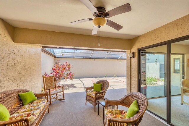 3914 Glen Oaks Manor Dr, Sarasota, FL 34232 - view of patio featuring ceiling fan