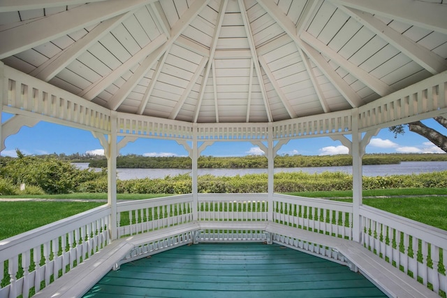 613 E 49th St E, Bradenton, FL 34208 - deck featuring a water view and a gazebo