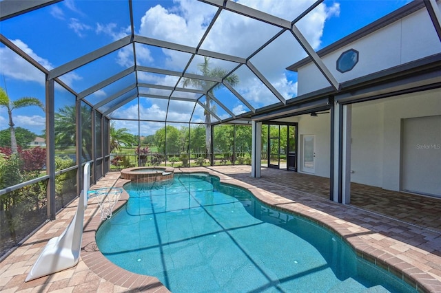 12644 20th St E, Parrish, FL 34219 - view of pool with a pool with connected hot tub and a patio