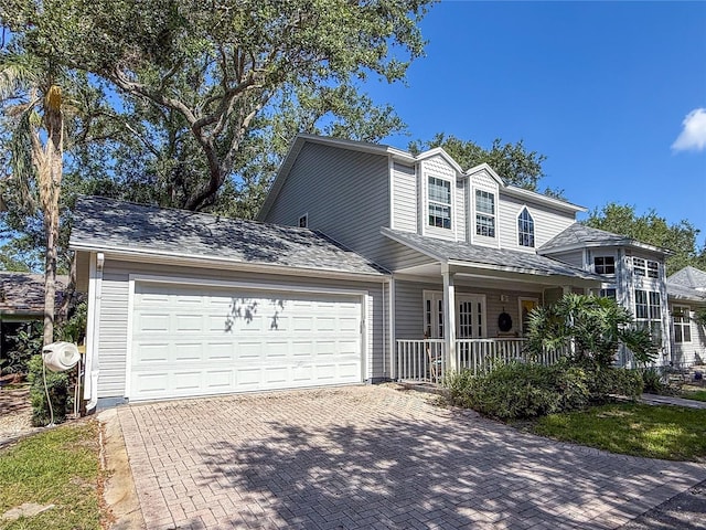 2306 63rd St W Unit 40, Bradenton, FL 34209 - view of front facade with a porch, decorative driveway, and an attached garage