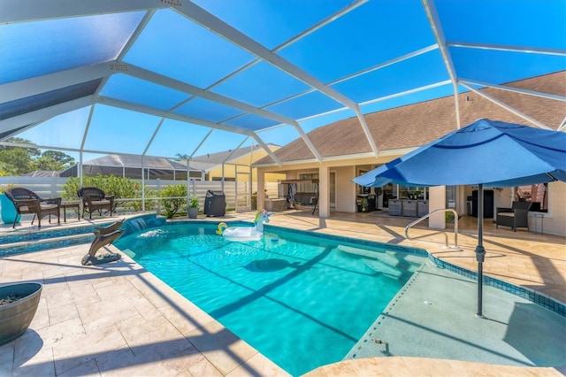 4585 Dover Street Cir E, Bradenton, FL 34203 - view of pool featuring a patio and glass enclosure
