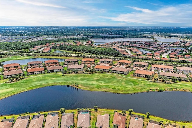13710 Messina Loop Unit 201, Bradenton, FL 34211 - aerial view of property and surrounding area with nearby suburban area, a nearby body of water, and a local golf course