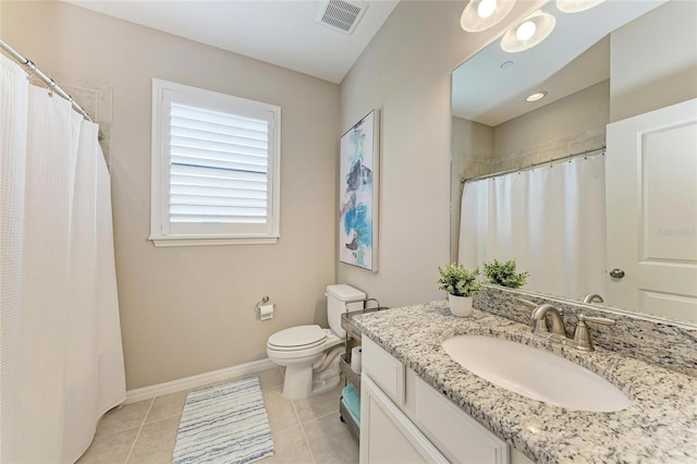 13710 Messina Loop Unit 201, Bradenton, FL 34211 - bathroom featuring vanity, toilet, tile patterned flooring, baseboards, and a shower with shower curtain