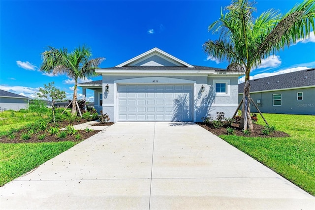 4210 Sea Marsh Pl, Parrish, FL 34219 - single story home with an attached garage, driveway, stucco siding, and a front yard