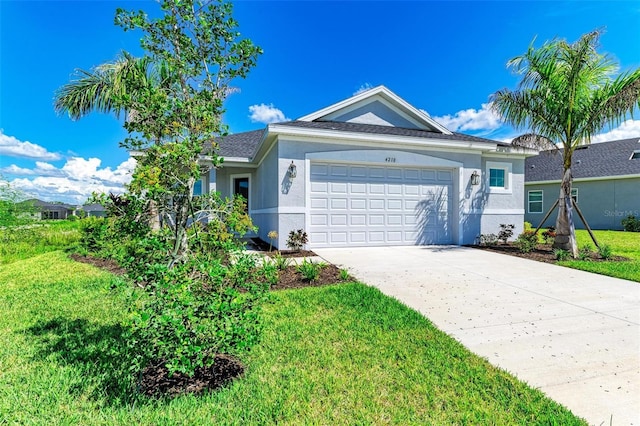 4210 Sea Marsh Pl, Parrish, FL 34219 - single story home featuring stucco siding, a garage, driveway, and a front yard