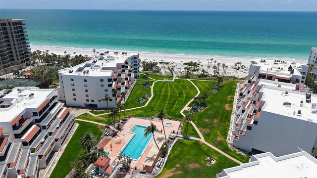 1465 Gulf Of Mexico Dr Unit 502, Longboat Key, FL 34228 - aerial overview of property's location with waterfront with a beach and a pool area