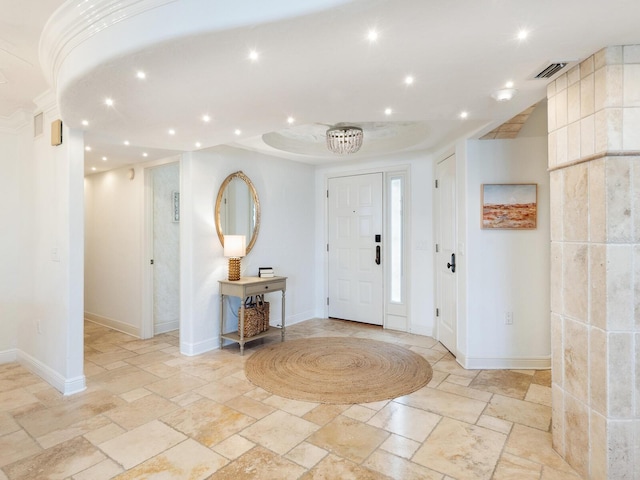 5880 Midnight Pass Rd Unit 207, Sarasota, FL 34242 - entrance foyer featuring stone tile flooring, recessed lighting, and baseboards