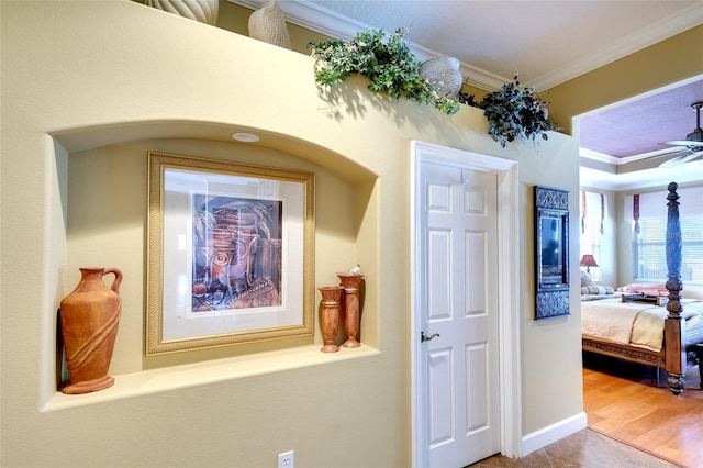 2901 Little Country Rd, Parrish, FL 34219 - hall featuring crown molding and wood finished floors