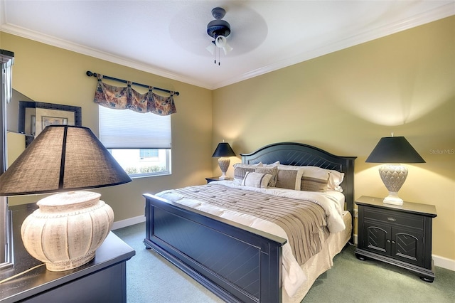 2901 Little Country Rd, Parrish, FL 34219 - bedroom with carpet floors, ornamental molding, baseboards, and a ceiling fan