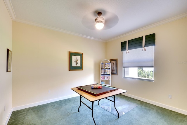 2901 Little Country Rd, Parrish, FL 34219 - carpeted office with ornamental molding, ceiling fan, and baseboards