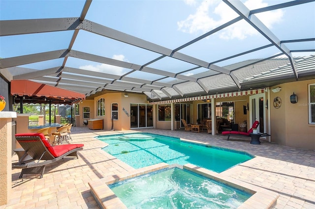 2901 Little Country Rd, Parrish, FL 34219 - view of pool with a patio area, a pool with connected hot tub, and a lanai