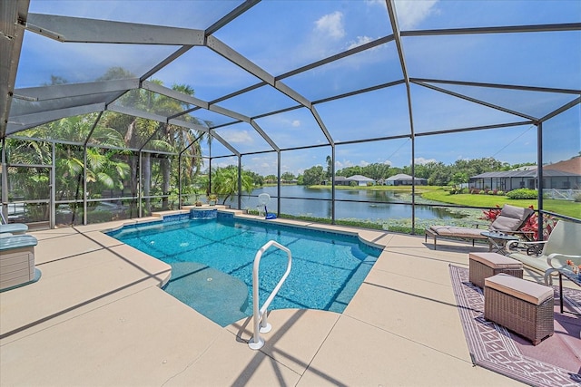 12322 Tall Pines Way, Lakewood Ranch, FL 34202 - swimming pool featuring a water view and a patio