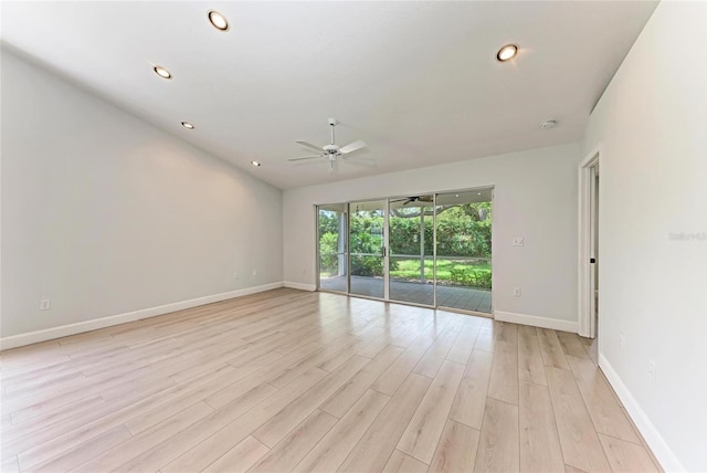 7023 Woodside Oaks Cir Unit 1, Sarasota, FL 34231 - unfurnished room featuring a ceiling fan, baseboards, light wood-type flooring, and recessed lighting