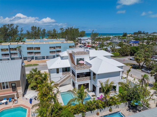 401 39th St, Holmes Beach, FL 34217 - view from above of property featuring a pool area