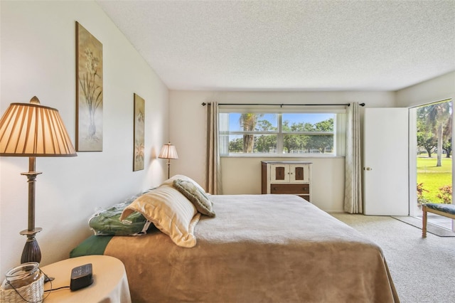 3820 Ironwood Ln Unit 104-I, Bradenton, FL 34209 - carpeted bedroom with a textured ceiling and access to outside