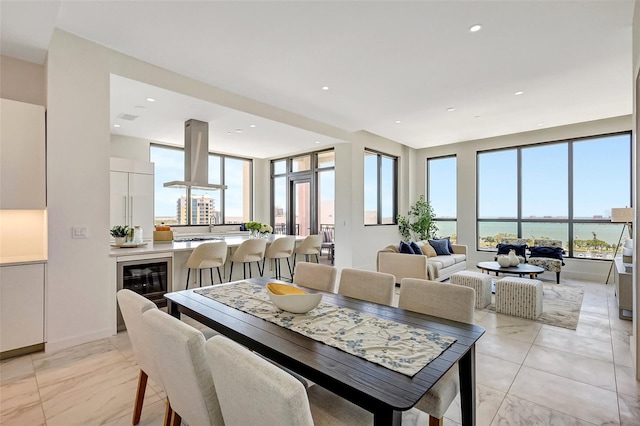 33 S Palm Ave Unit 1101, Sarasota, FL 34236 - dining space featuring beverage cooler and recessed lighting