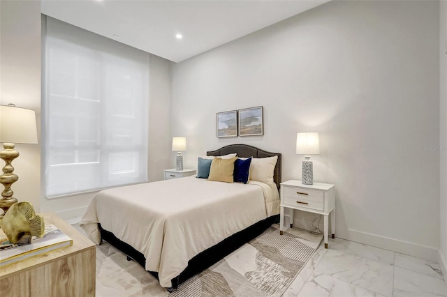 33 S Palm Ave Unit 1101, Sarasota, FL 34236 - bedroom featuring light marble finish flooring, recessed lighting, and baseboards