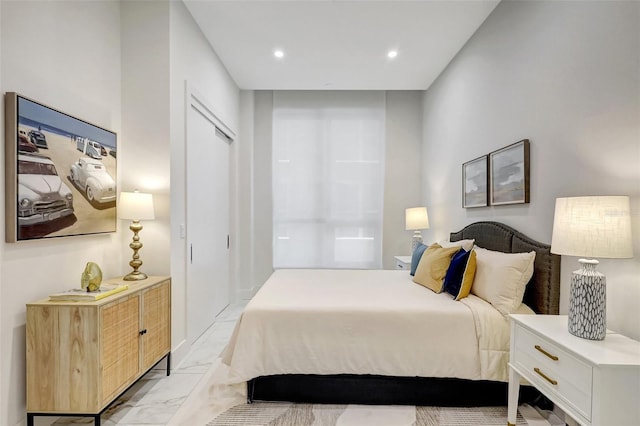33 S Palm Ave Unit 1101, Sarasota, FL 34236 - bedroom with light marble finish flooring and recessed lighting