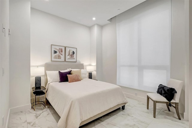 33 S Palm Ave Unit 1101, Sarasota, FL 34236 - bedroom featuring marble look tile flooring, baseboards, and recessed lighting