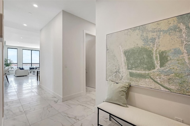 33 S Palm Ave Unit 1101, Sarasota, FL 34236 - hall with light marble finish floors, recessed lighting, and baseboards