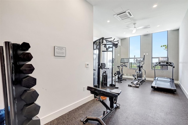 33 S Palm Ave Unit 1101, Sarasota, FL 34236 - workout area with a ceiling fan, recessed lighting, and baseboards
