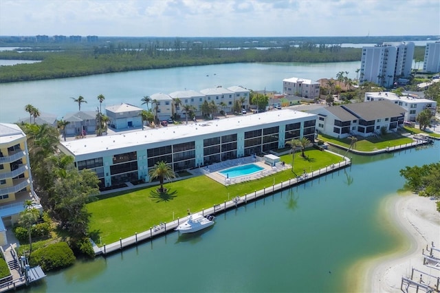 9200 Midnight Pass Rd Unit 30, Sarasota, FL 34242 - drone / aerial view of a large body of water and a pool