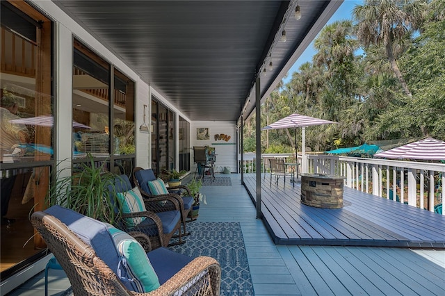 7251 Fish Farm Rd, Palmetto, FL 34221 - wooden deck with outdoor dining area