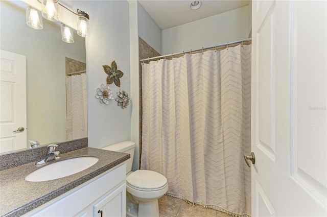 11254 82nd St E, Parrish, FL 34219 - bathroom featuring toilet, vanity, tile patterned flooring, and a shower with curtain