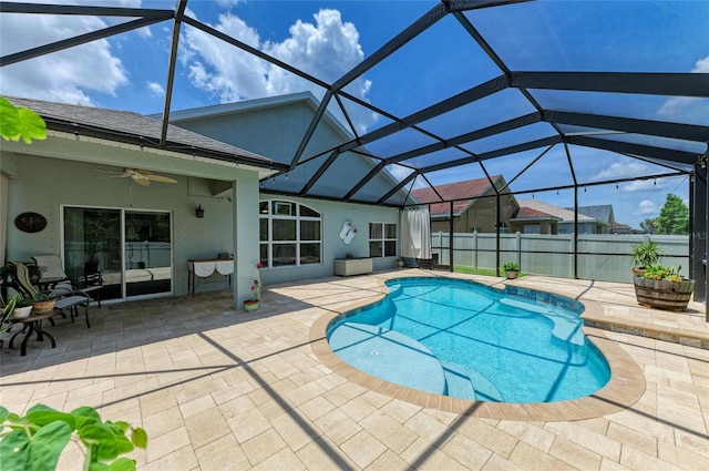 11254 82nd St E, Parrish, FL 34219 - view of pool with a patio area and a ceiling fan