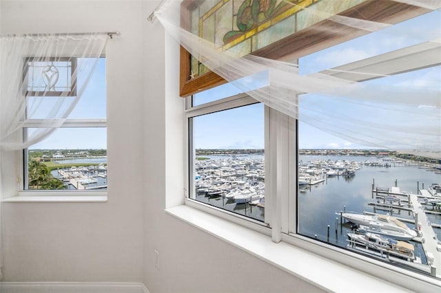 610 Riviera Dunes Way Unit 503, Palmetto, FL 34221 - detailed view of a marina, a nearby body of water, and baseboards