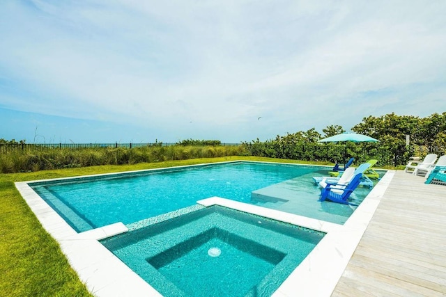 102 77th St, Holmes Beach, FL 34217 - view of swimming pool with a pool with connected hot tub