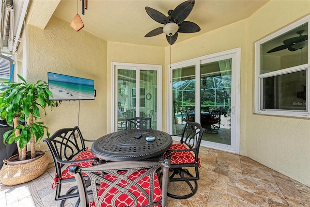 12175 Maple Ridge Dr, Parrish, FL 34219 - view of patio featuring a ceiling fan and outdoor dining space
