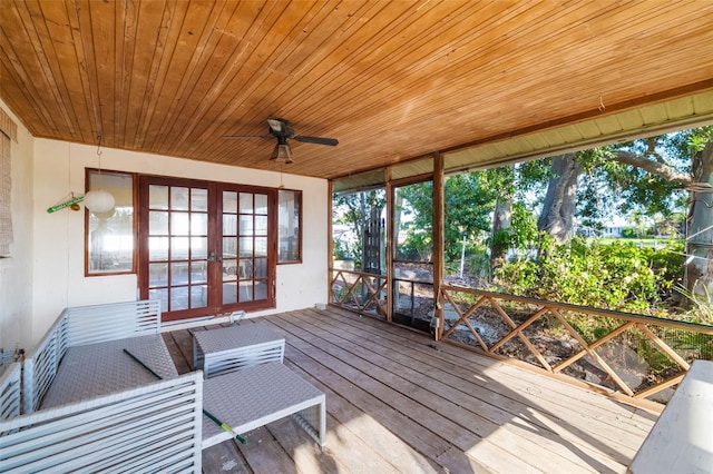 1921 Fairview Dr, Englewood, FL 34223 - unfurnished sunroom featuring french doors and a ceiling fan