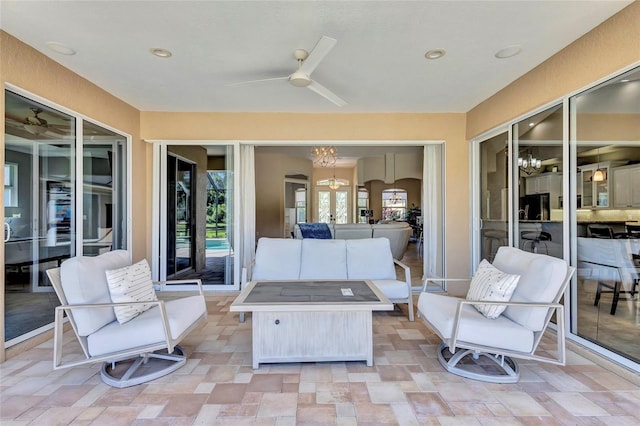 15006 21st Ave E, Bradenton, FL 34212 - view of patio with a ceiling fan and outdoor lounge area