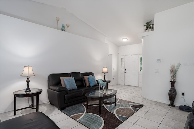 4811 69th Ct E, Palmetto, FL 34221 - living area with light tile patterned floors and high vaulted ceiling