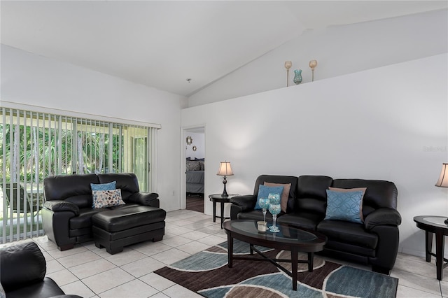 4811 69th Ct E, Palmetto, FL 34221 - living room featuring light tile patterned flooring and high vaulted ceiling
