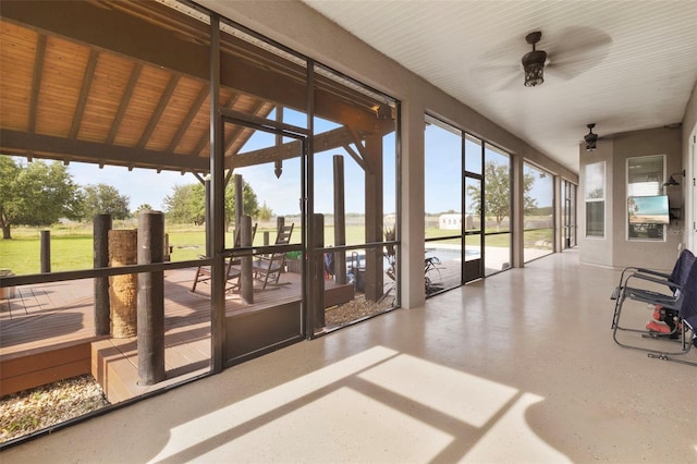 2350 Virgil Hall Rd, Lithia, FL 33547 - unfurnished sunroom with a ceiling fan