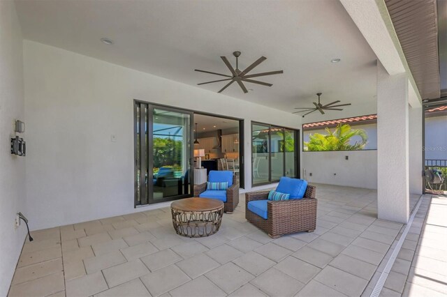 8020 Clearwater Ct, Sarasota, FL 34241 - view of patio / terrace featuring a ceiling fan