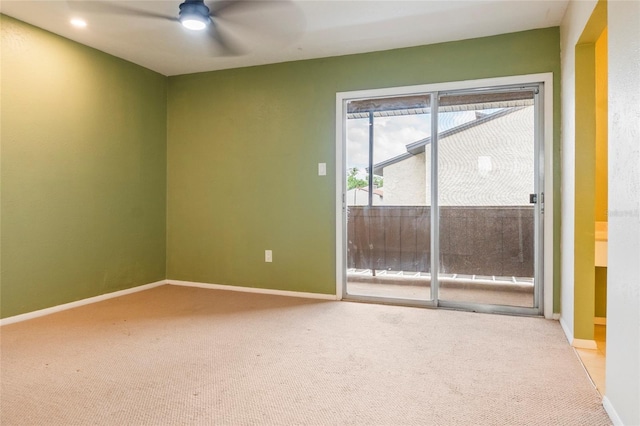 4475 Sandner Dr, Sarasota, FL 34243 - empty room featuring carpet floors, a ceiling fan, and baseboards