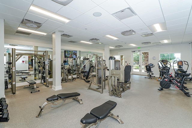 7838 Bowspirit Way, Lakewood Ranch, FL 34202 - workout area featuring a paneled ceiling