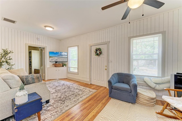 2509 8th Ave W, Bradenton, FL 34205 - living room with wood finished floors and ceiling fan