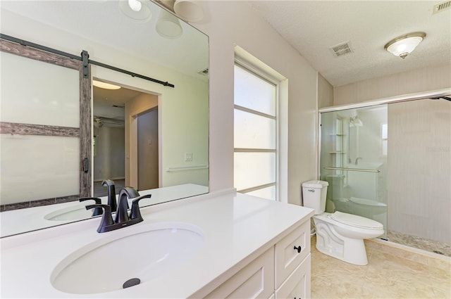 5223 Shadow Lawn Dr, Sarasota, FL 34242 - bathroom featuring toilet, a shower stall, vanity, and tile patterned floors