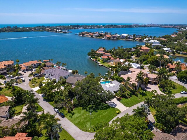 7614 Peninsular Dr, Sarasota, FL 34231 - aerial perspective of suburban area with a large body of water