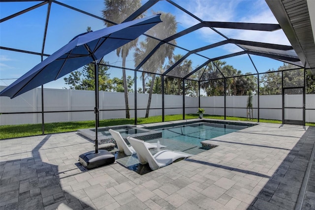 805 Padua Ct, Nokomis, FL 34275 - view of pool featuring a patio, glass enclosure, and a fenced backyard