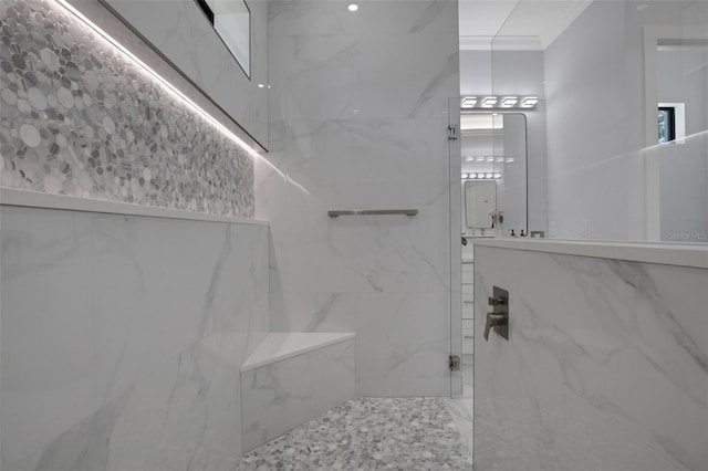 805 Padua Ct, Nokomis, FL 34275 - full bath with a marble finish shower and crown molding
