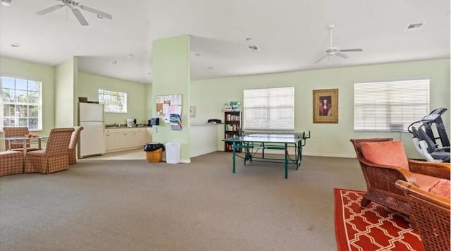600 Mirabella Cir Unit 201, Venice, FL 34292 - recreation room with ceiling fan and carpet floors