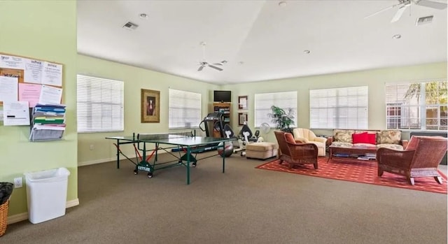 600 Mirabella Cir Unit 201, Venice, FL 34292 - carpeted office space with ceiling fan, vaulted ceiling, and baseboards