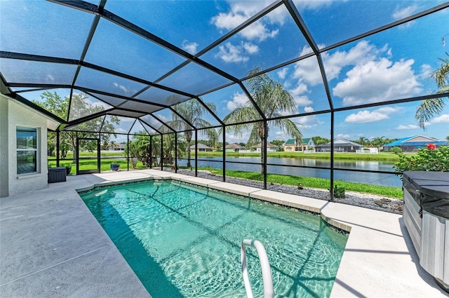 5319 120th Ave E, Parrish, FL 34219 - swimming pool with a water view, a patio, and glass enclosure