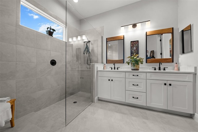4407 Big Woods Way, Parrish, FL 34219 - full bath featuring double vanity, a walk in shower, and tile patterned floors